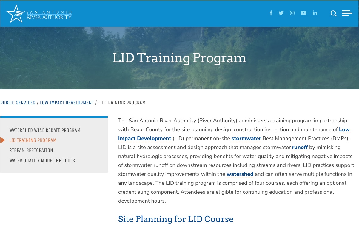 Low Impact Development Training Program