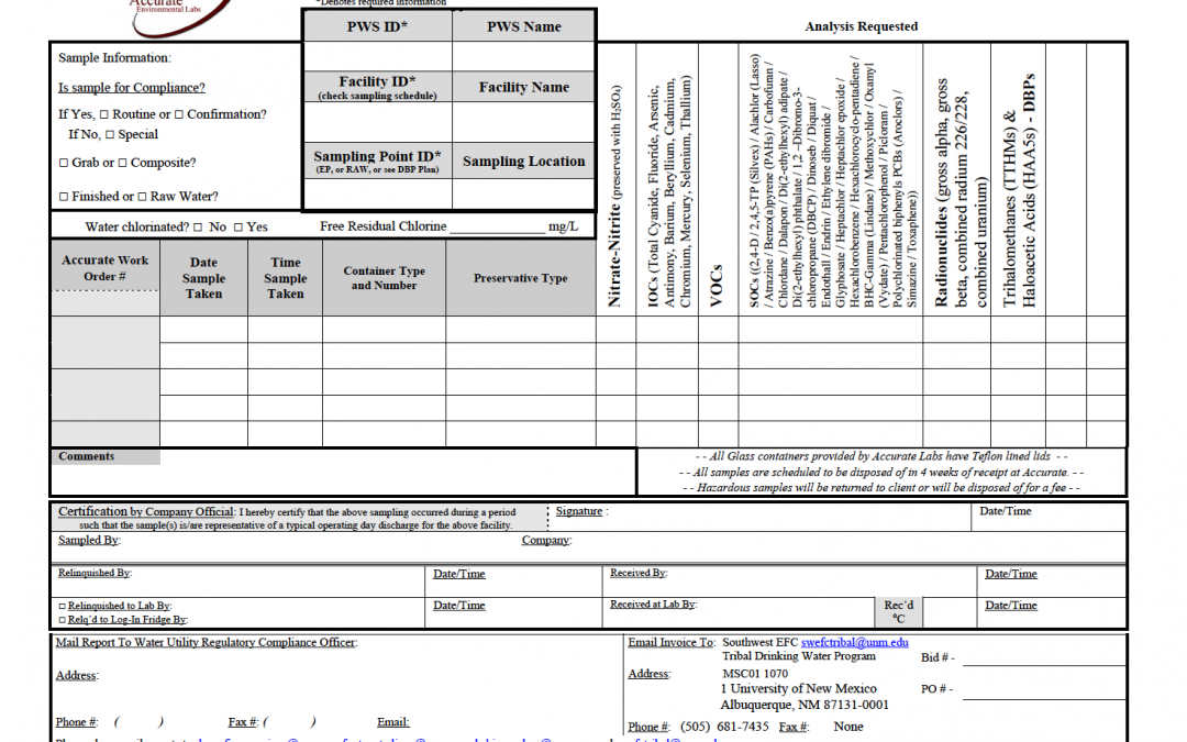 SDWA Accurate Environmental Chem Rad DBP COC – Invoice SW EFC