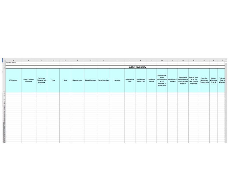 Asset Inventory Spreadsheet