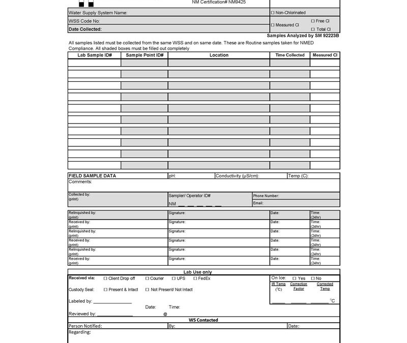 SDWA Hall Environmental RTCR COC Multiple Samples