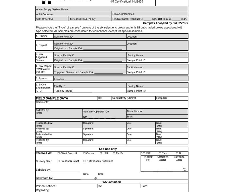 SDWA Hall Environmental RTCR COC Single Sample