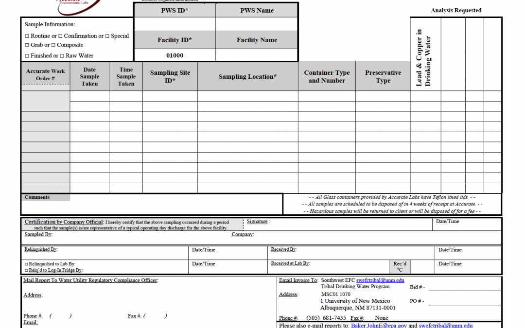 SDWA Accurate Environmental Lead & Copper COC