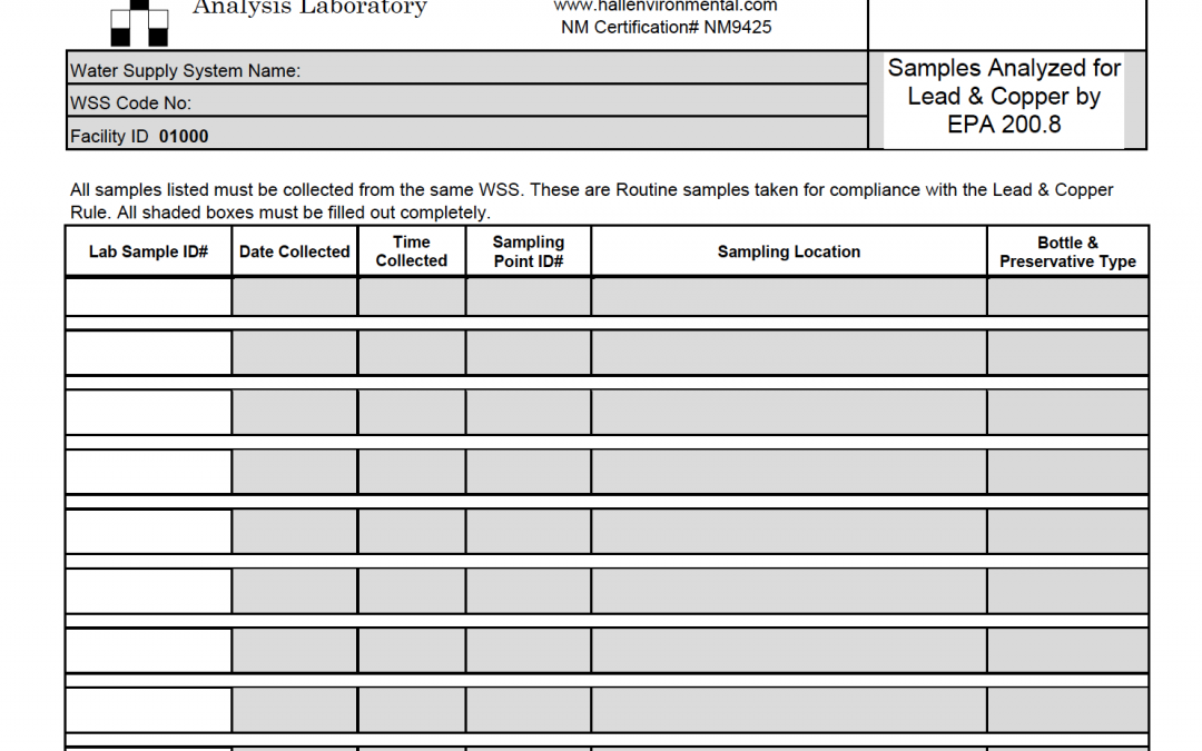 SDWA Hall Environmental Lead & Copper COC