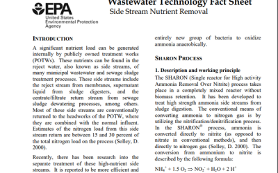 Wastewater Technology Fact Sheet: Side Stream Nutrient Removal