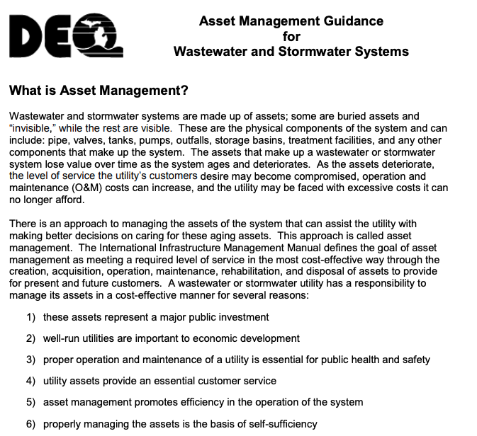 Asset Management Guidance for Wastewater and Stormwater Systems