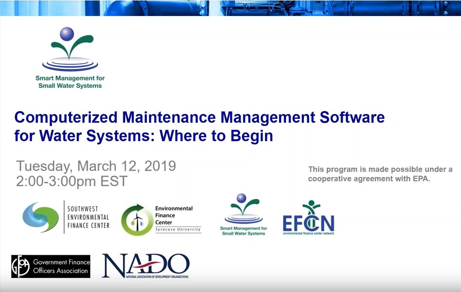 Computerized Maintenance Management <br/>Software for Water Systems: Where to Begin