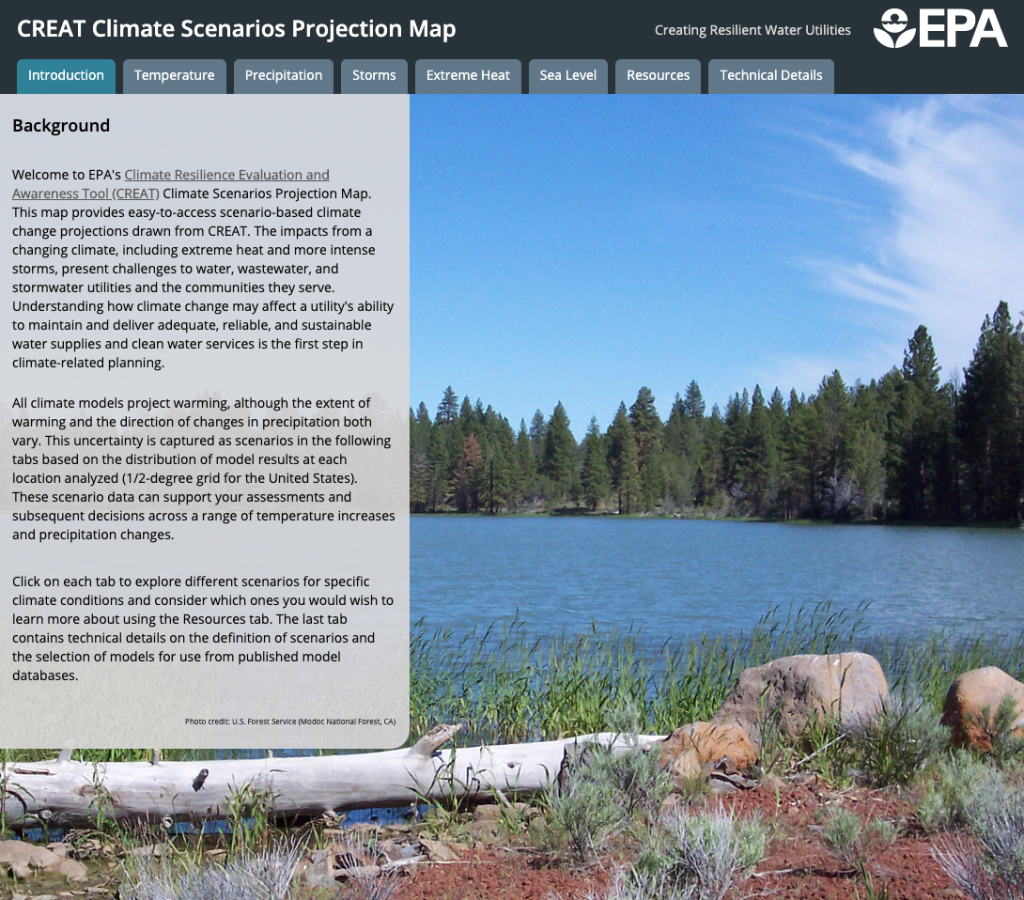 Creating Resilient Water Utilities: CREAT Climate Scenarios Projection Map