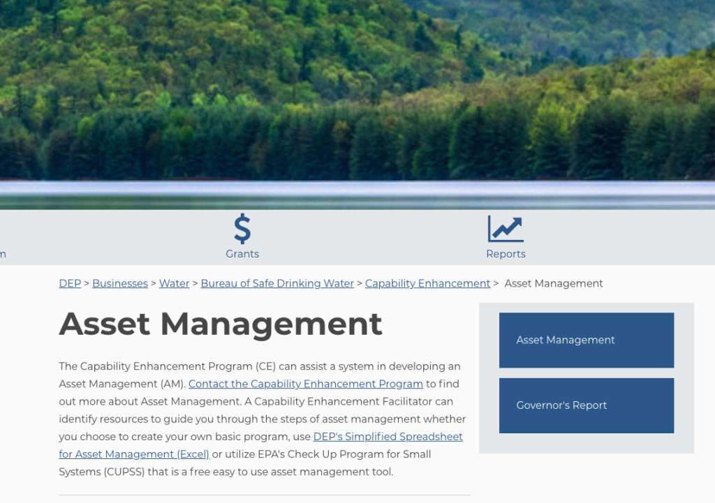 DEP’s Simplified Spreadsheet for Asset Management