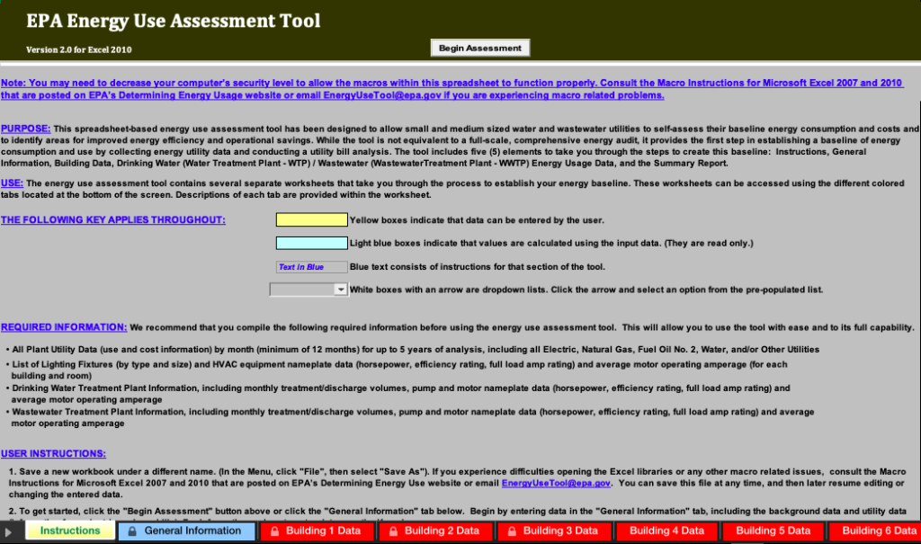 EPA Energy Use Assessment Tool for Drinking Water Systems