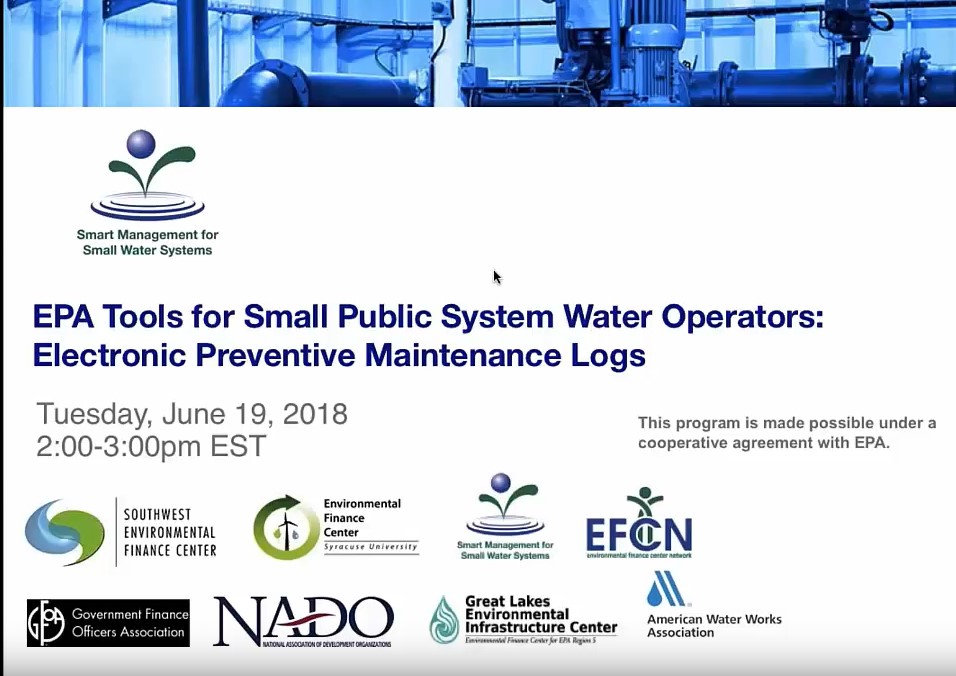 WEBINAR | EPA Tools for Small Public Water System Operators: Electronic Preventive Maintenance Logs