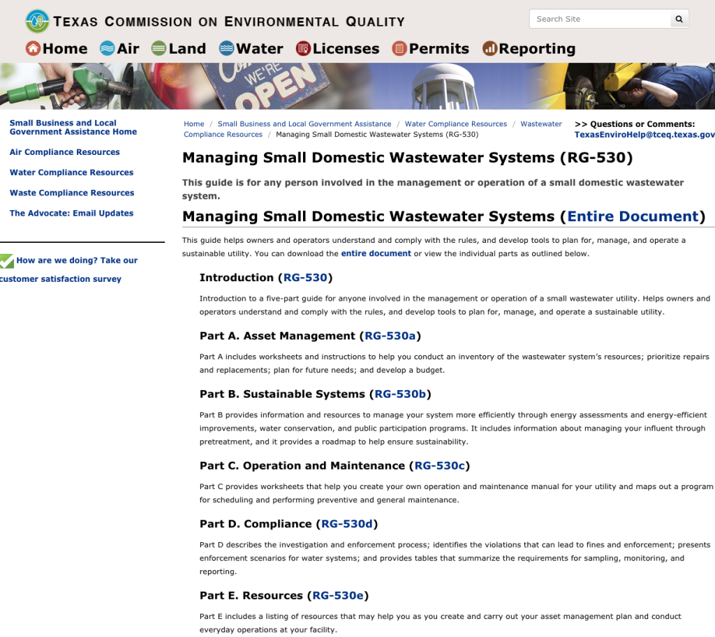 Managing Small Domestic Wastewater Systems (RG-530)