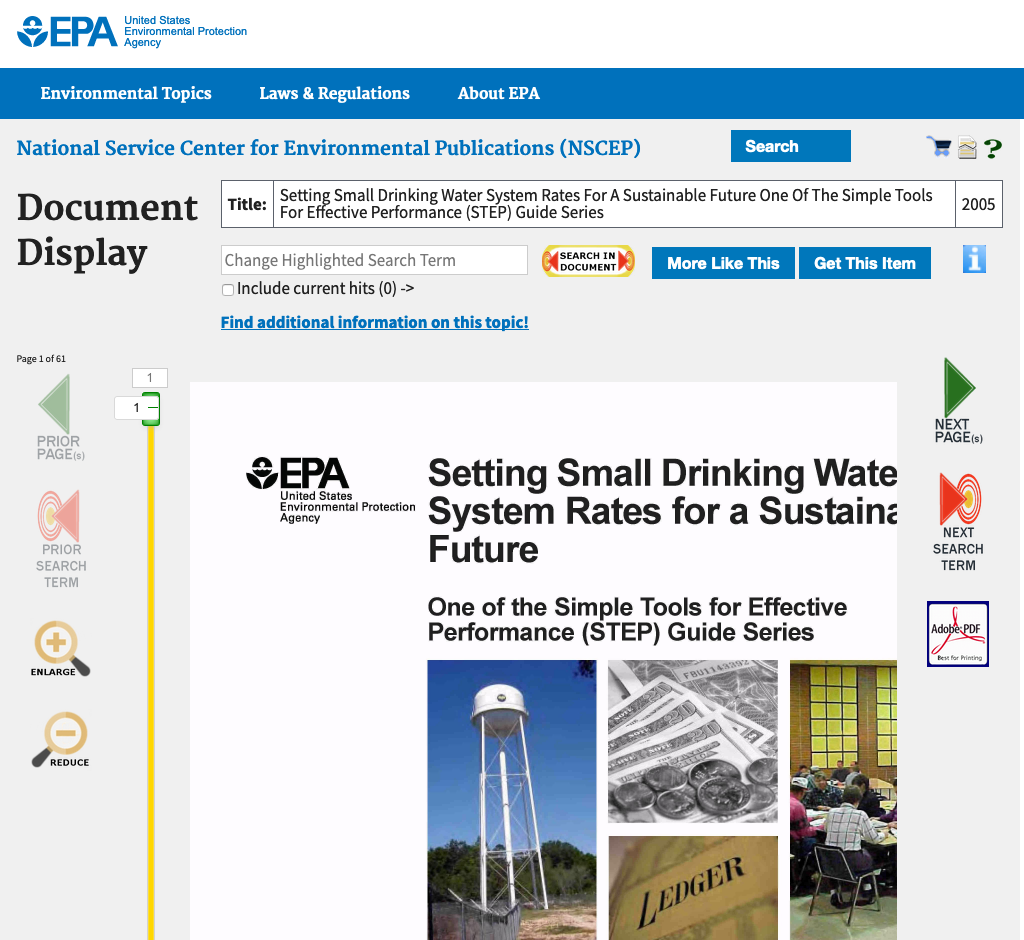 Setting Small Drinking Water System Rates for a Sustainable Future