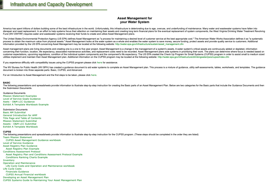 West Virginia Asset Management Guidance